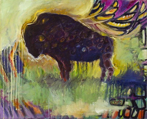 Face into the Wind by Kat Ryalls | Oil on canvas with handmade western red cedar frame Face into the Wind
